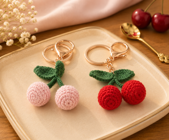 Cherry Crochet Keyrings/Purse Charms