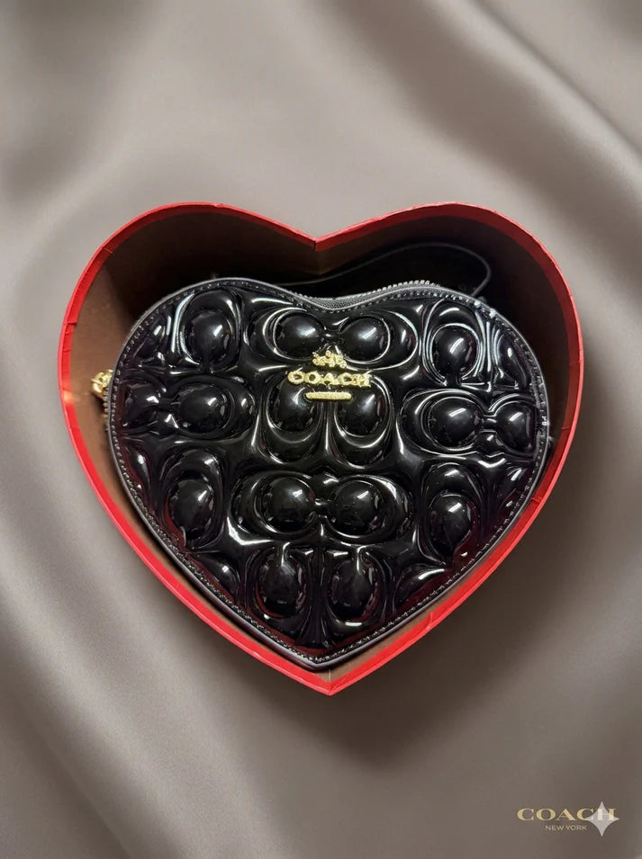 Black Embossed Raised Heart Shape Crossbody