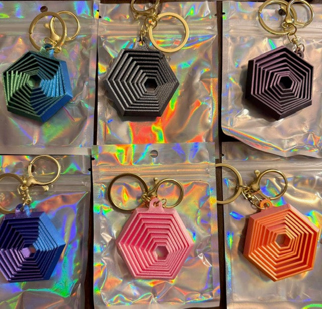 3D Hexagon Keychains