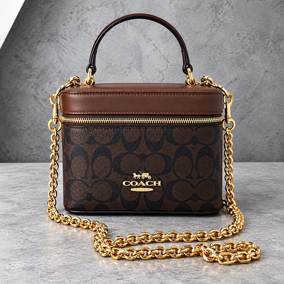 Brown C Cosmetic Bag/Crossbody