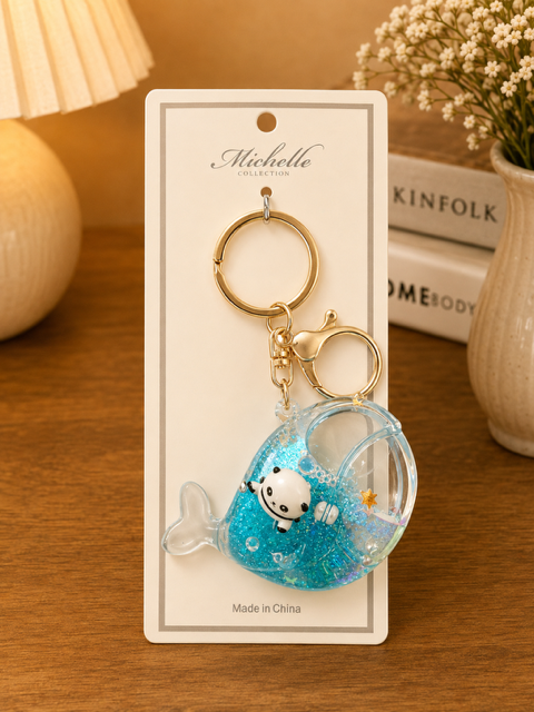 Panda in a Whale Key Chain/Purse Charm