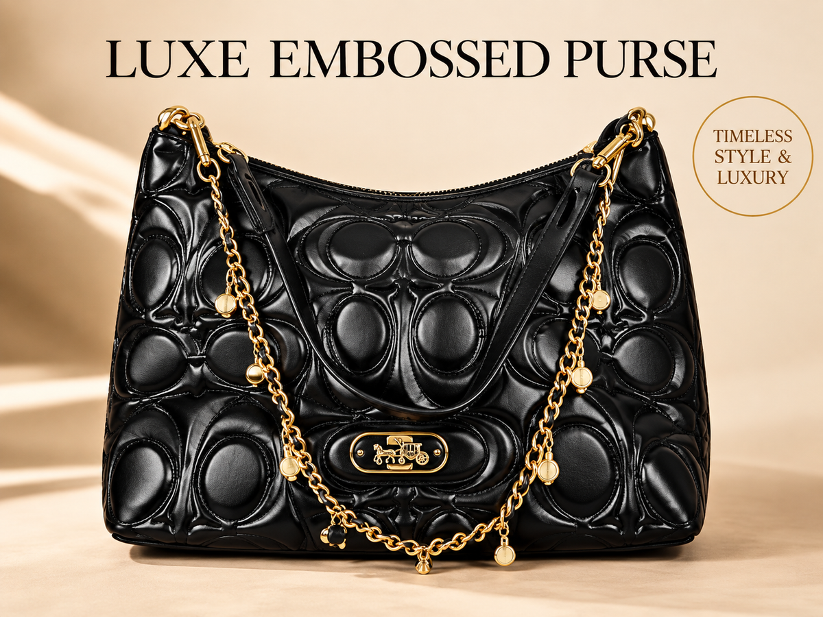 Black Embossed C Crossbody