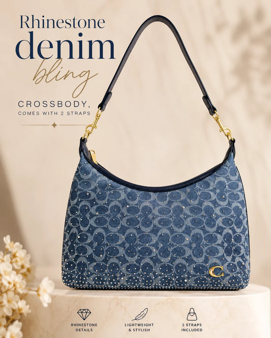 Denim Rhinestone C Crossbody