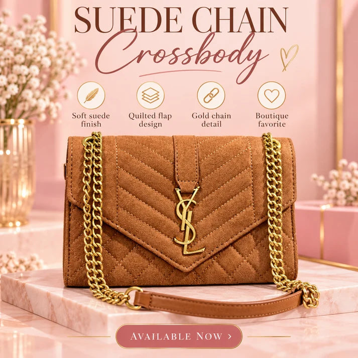 Brown Suede Y Crossbody