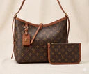 Brown Flower Tote w/Keychain Logo & Wallet