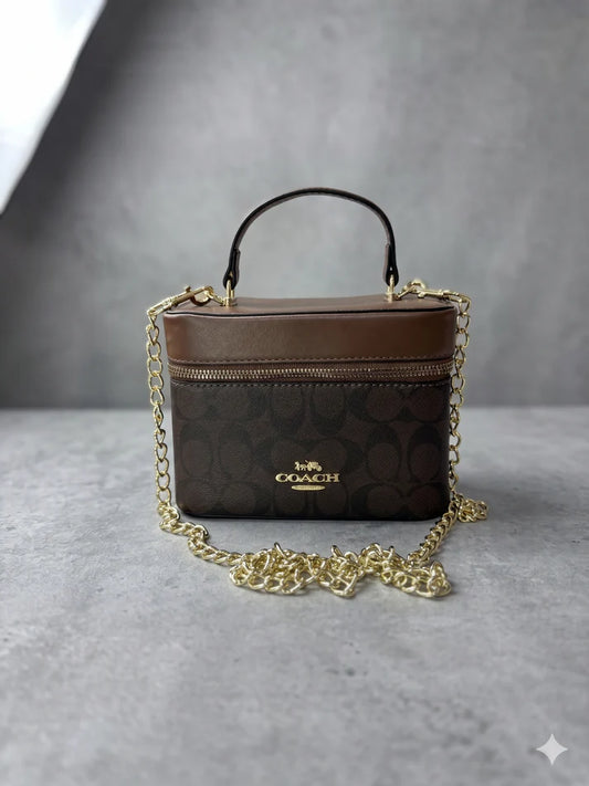 Brown Mini Cosmetic Bag/Crossbody