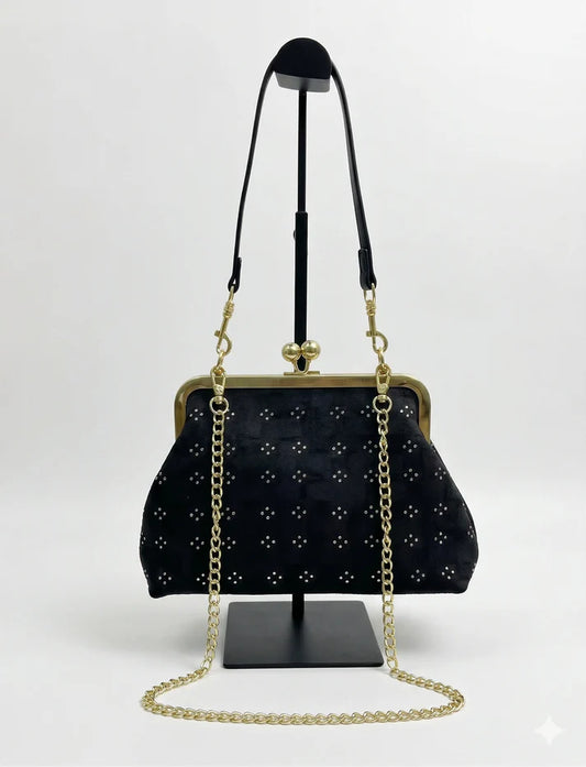 Black Kiss Lock Frame Bag
