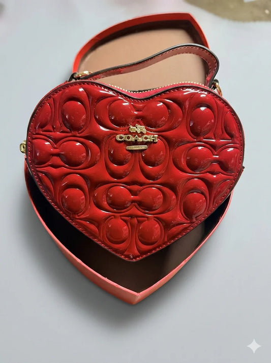 Red Embossed Raised Heart Shape Crossbody