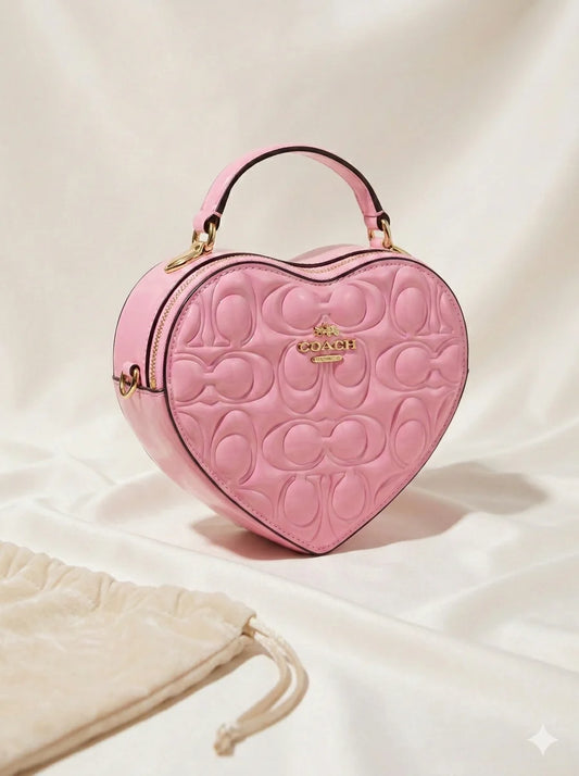 Pink Embossed Raised Heart Shaped Crossbody