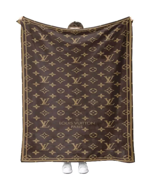 Brown Flower Print Blanket