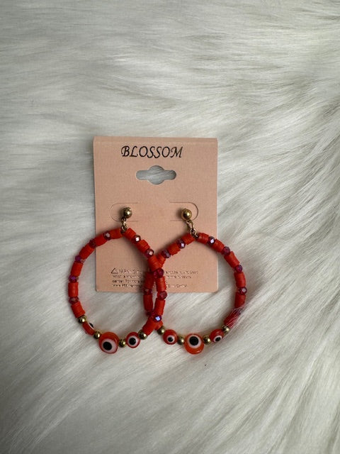 #3023 Red Protective Eye Earrings