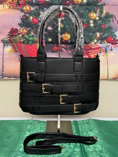 #1542 Black Buckle Handbag