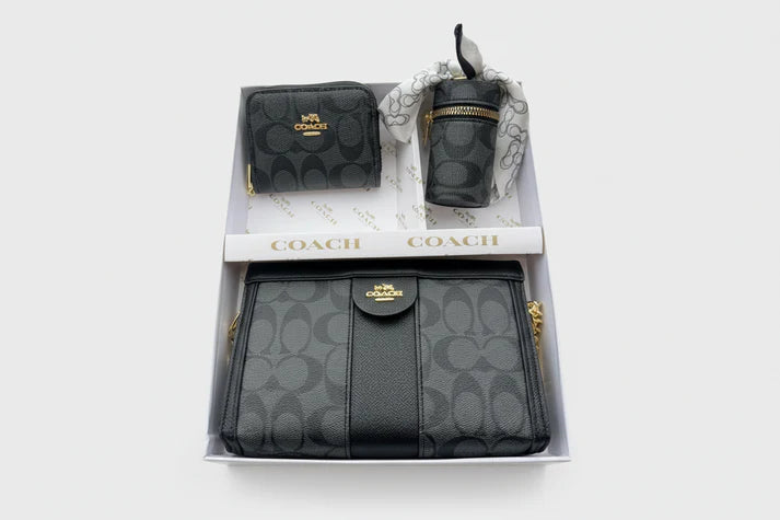 Black Magnetic Closure Crossbody with Wallet & Coin Bag