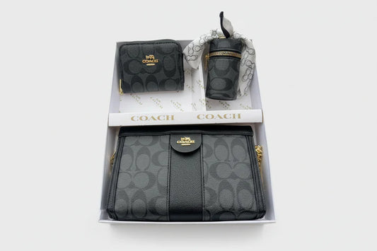 Black Magnetic Closure Crossbody with Wallet & Coin Bag