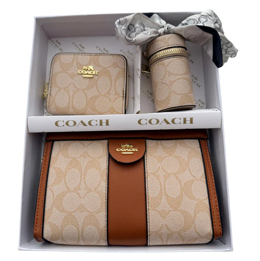 Tan Magnetic Closure Crossbody with Wallet & Coin Bag