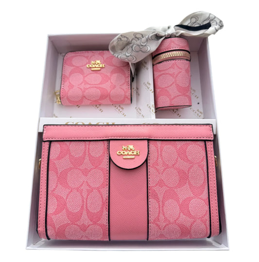 Pink Magnetic Closure Crossbody with Wallet & Coin Bag