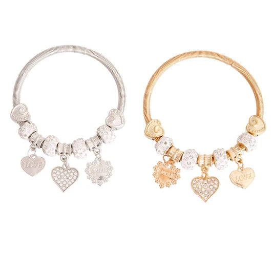 #1373 Silver or Gold Amour Heart Charm Bracelets