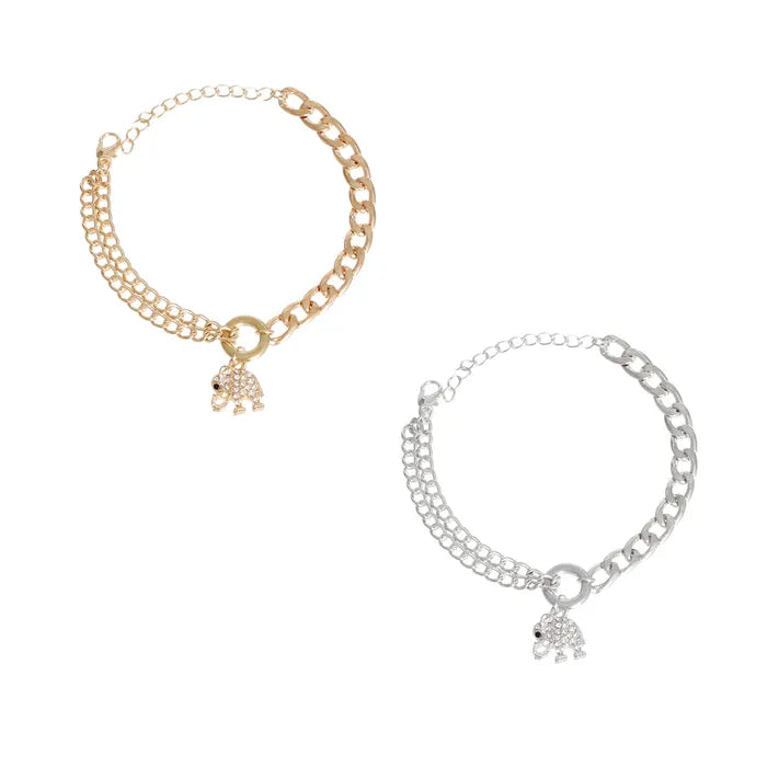 #1374 Silver or Gold Elephant Bracelets