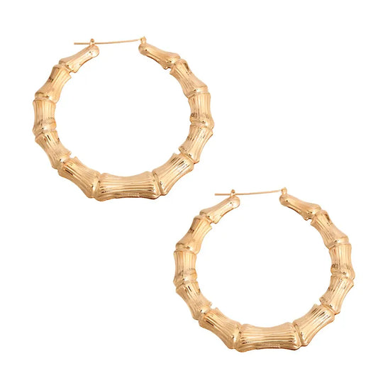 #2673 Gold 3" Bamboo Hoops