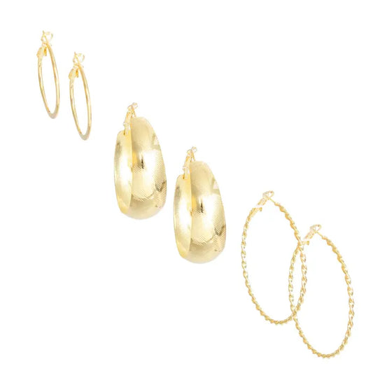 #1371 Gold 3 Piece Hoops