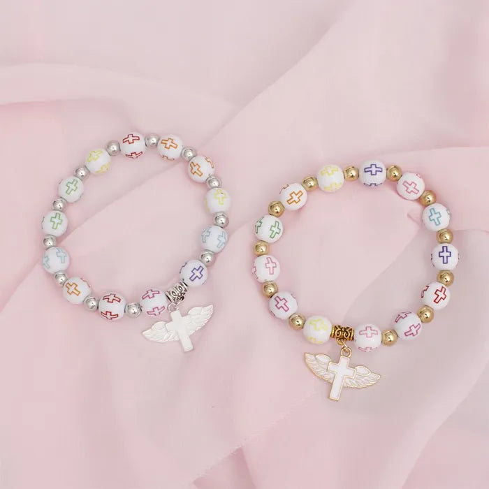 Multicolor Cross Bead Charm Bracelets