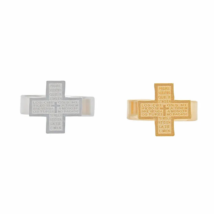 Stainless Steel Engraved Cross Rings