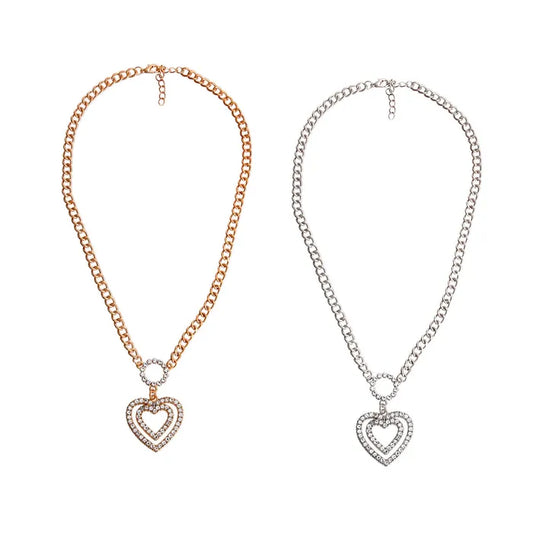 #1397 Silver or Gold Double Heart Necklaces