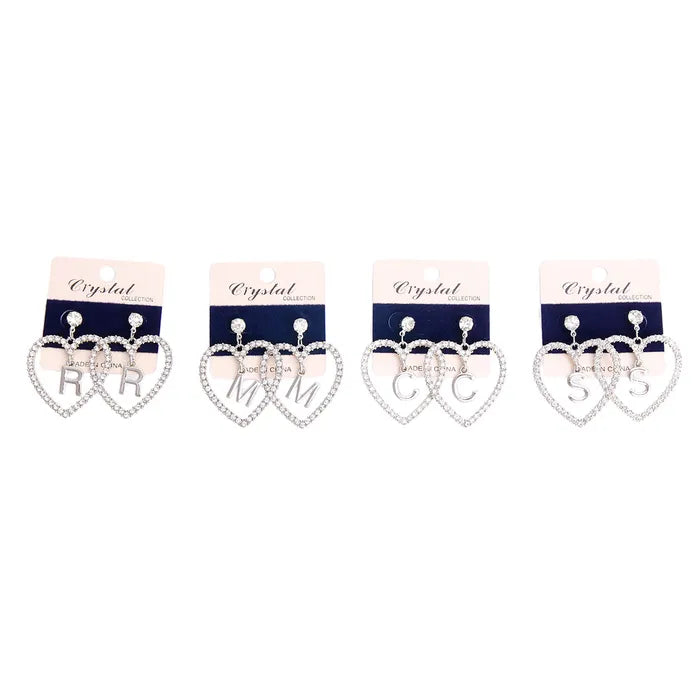 #2692 Silver Initial Heart Earrings