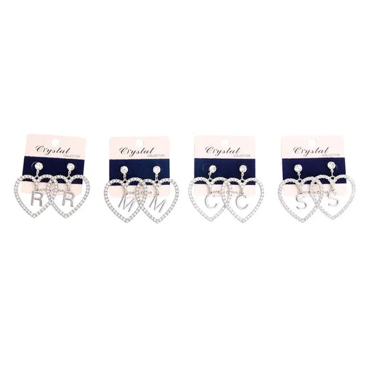 #2692 Silver Initial Heart Earrings