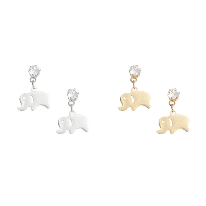 #1370 Gold Or Silver Stainless Steel Elephant Earrings