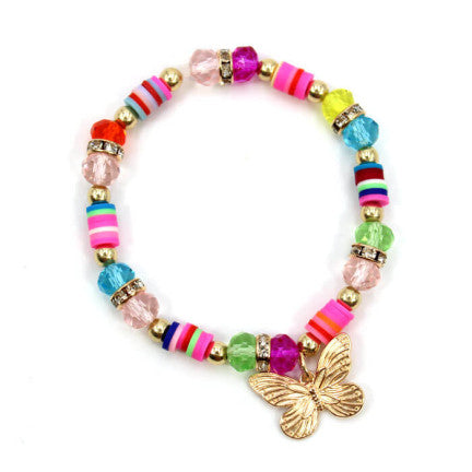 #2637 Multi Color Bead Butterfly Bracelet