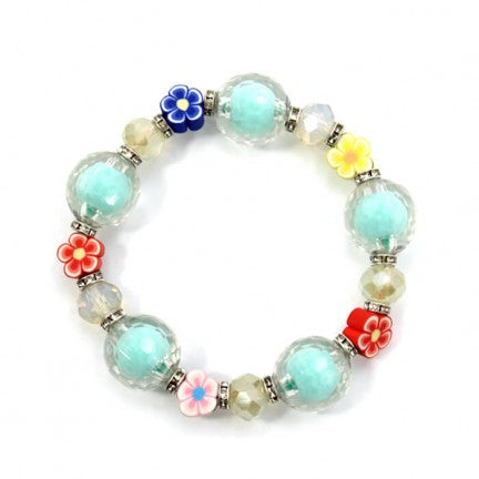 #2633 Multi Color Bead Flower Bracelet