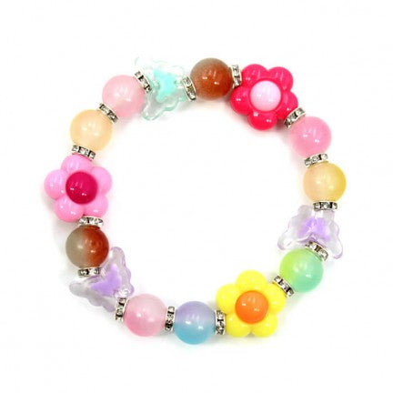 #1369 Multi Color Bead Flower & Butterfly Bracelet