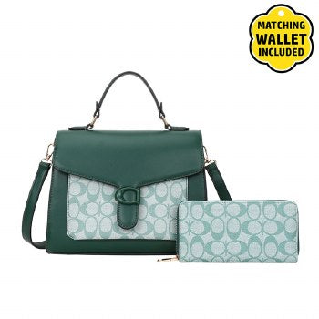 #5207 Green Satchel Handbag 2 In 1
