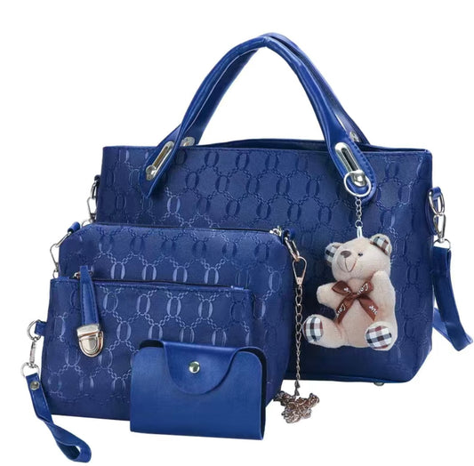 #698 Blue Fashion Tote 4 In 1